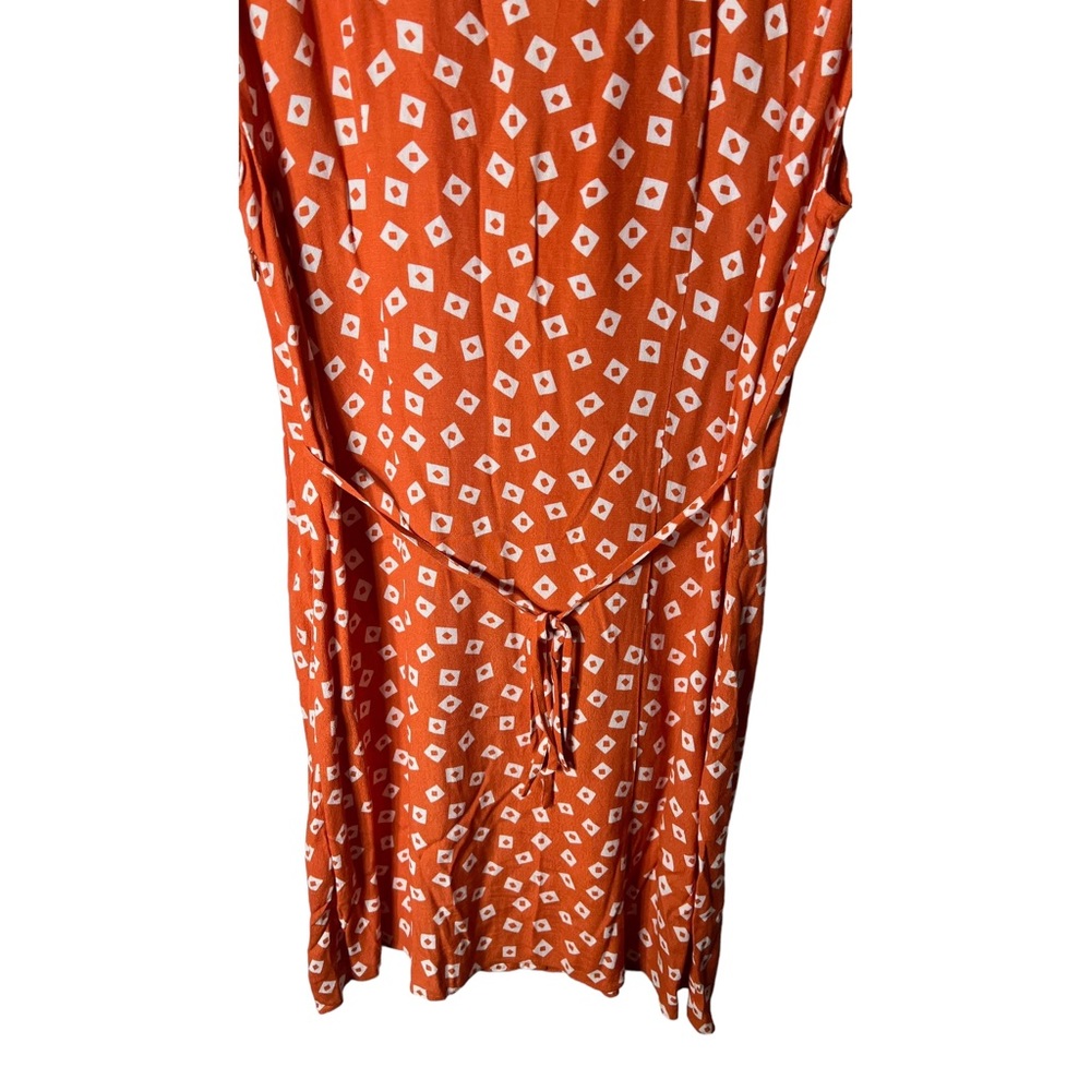 & Other Stories Print Puff Sleeve Dress Orange Geometric Square - Picture 9 of 12